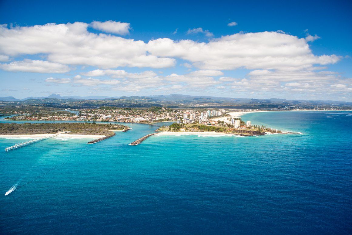 An Aerial View of a Small Island in the Middle of the Ocean — Tweed Coast Pool Care in Tweed Heads, NSW