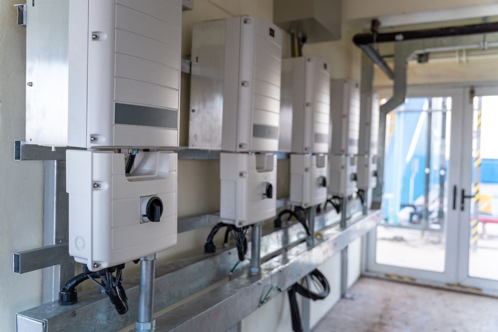 A Room With a Lot of Solar Inverter on the Wall — CJ Electrical & Solar In Cardiff, NSW