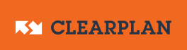 A clearplan logo on an orange background