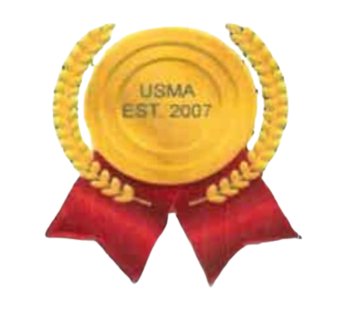 A gold medal with the words usma est 2007 on it
