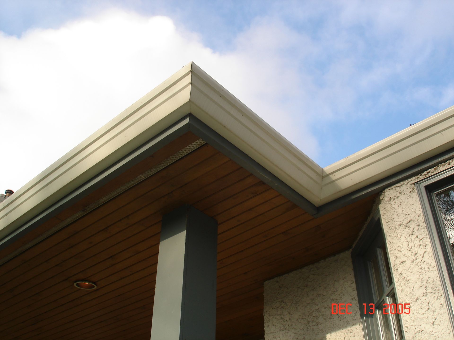A picture of the roof of a building was taken on september 13 2005