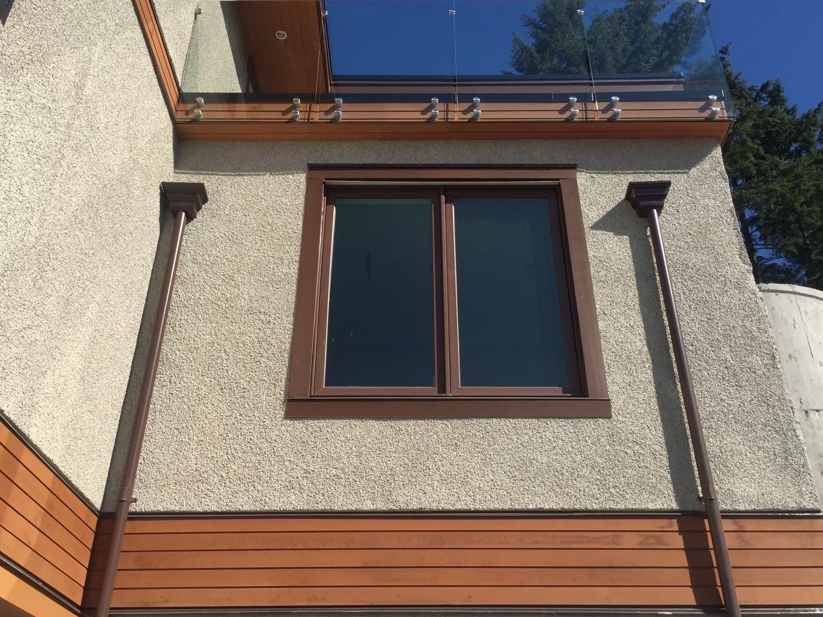 A large window on the side of a building