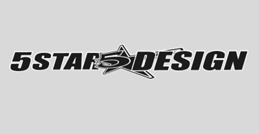 Black and white 5StarDesign logo with stylized star and bold italic text
