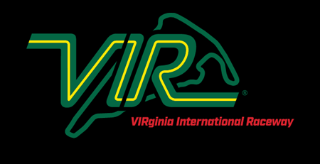 VIRginia International Raceway logo in green, yellow, and red on a black background