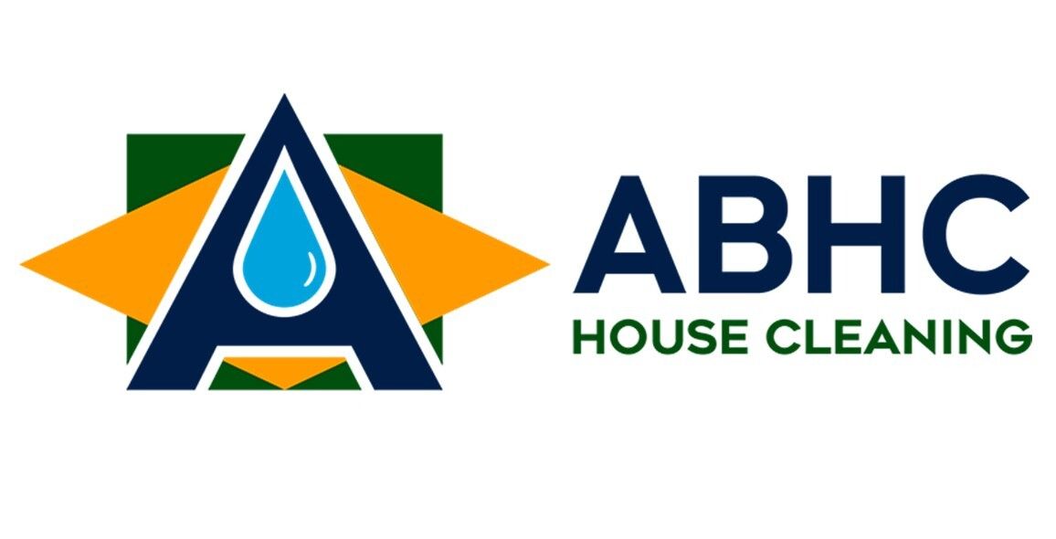 ABHC House Cleaning logo in blue, orange, green and white with a droplet inside a triangle