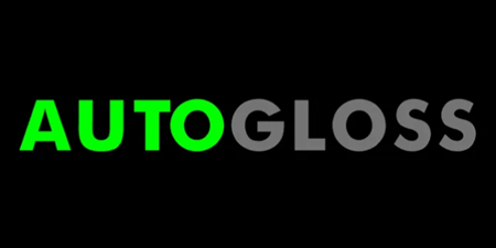 AUTOGLoss logo in neon green and gray on a black background