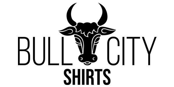 Bull City Shirts logo with black bull head and text on white background