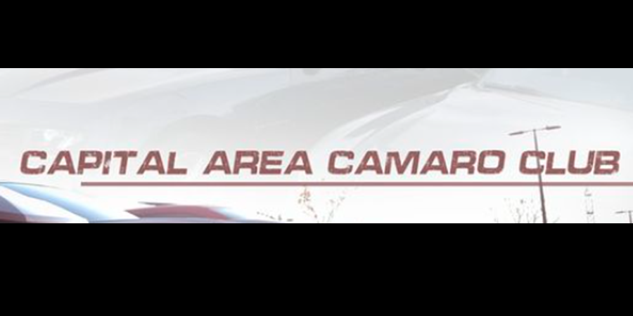 Banner reading “Capital Area Camaro Club” in red lettering on a white background.