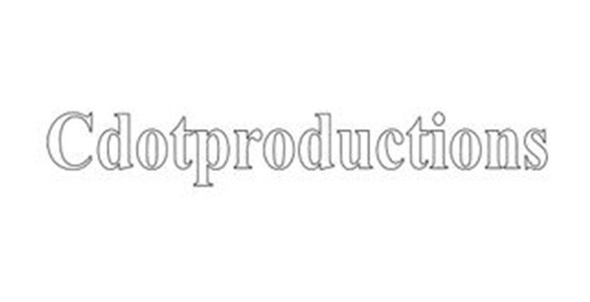 Stylized gray outline text reading “Cdotproductions” on a white background