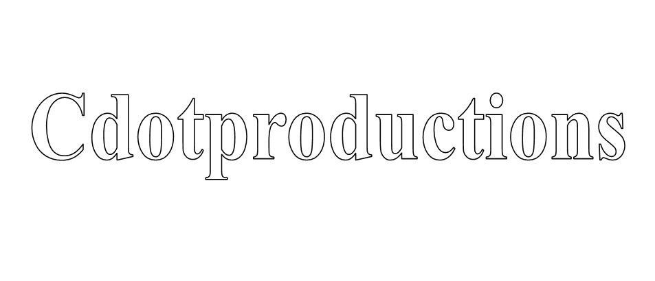 Stylized gray outline text reading “Cdotproductions” on a white background