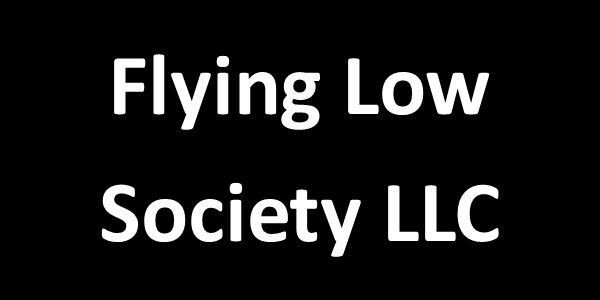 White text reading “Flying Low Society LLC” on a black background
