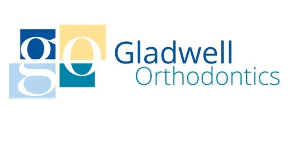 Gladwell Orthodontics logo in blue and gold with stylized “g” icon