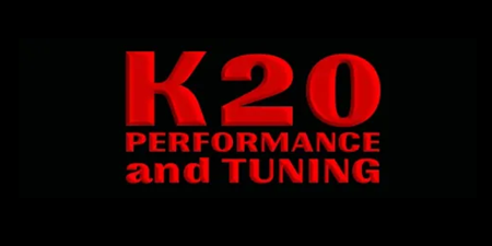 Red K20 Performance and Tuning logo on a black background