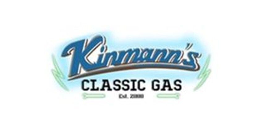 Kinmann's Classic Gas logo in blue and black on a white background
