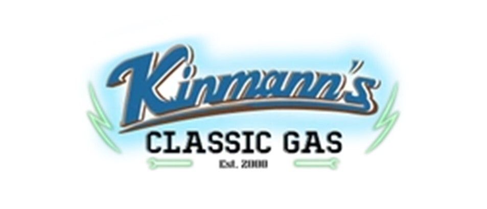 Kinmann's Classic Gas logo in blue and black on a white background