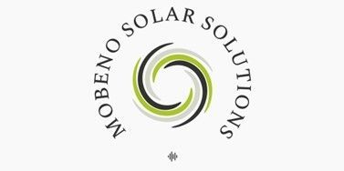 Mobeno Solar Solutions logo with green and gray circular swirl icon and curved text
