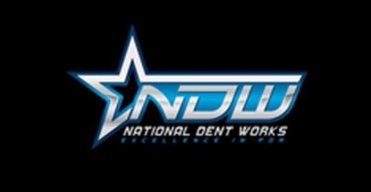 National Dent Works logo with a blue-and-white star and stylized text on a black background