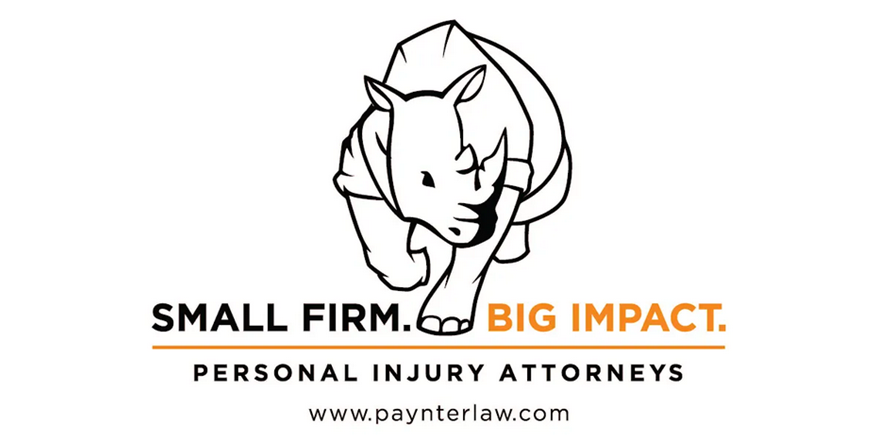 Logo for Payne Law: rhino graphic with “SMALL FIRM. BIG IMPACT.” and “PERSONAL INJURY ATTORNEYS” text