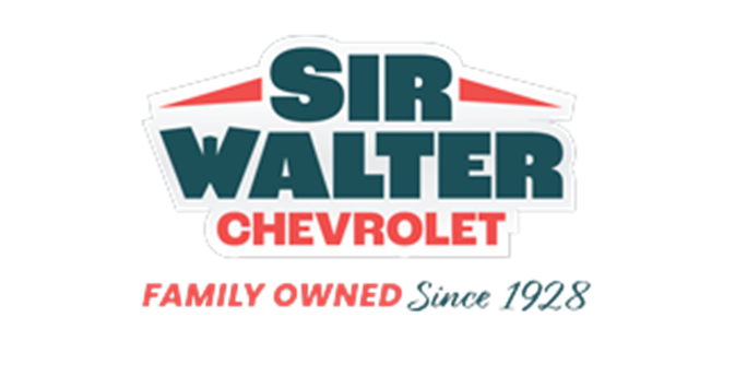 Sir Walter Chevrolet logo with red, white, and blue text; “Family Owned Since 1928” tagline