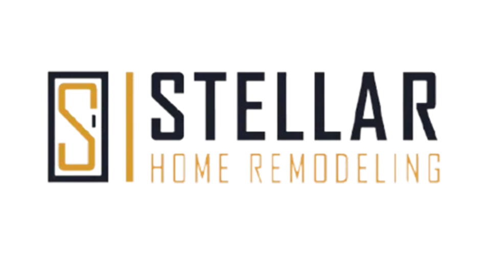Stellar Home Remodeling logo with gold and navy text on a white background