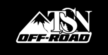 TSN Off-Road logo in white on a black background with mountain graphic