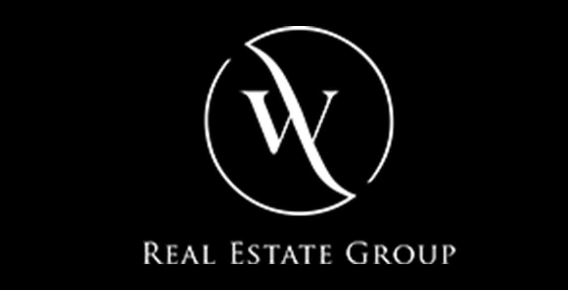 White “W” logo in a circle with “Real Estate Group” text on a black background