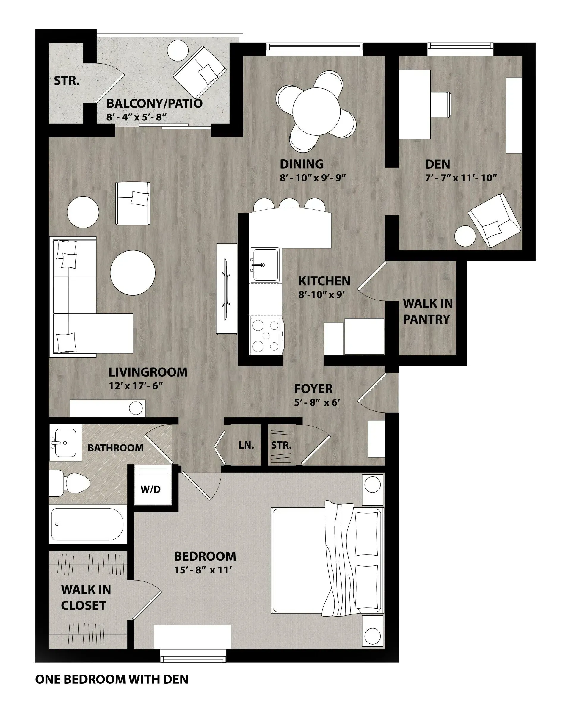 Floor Plan: 1 Bed · Bath · w/ Den