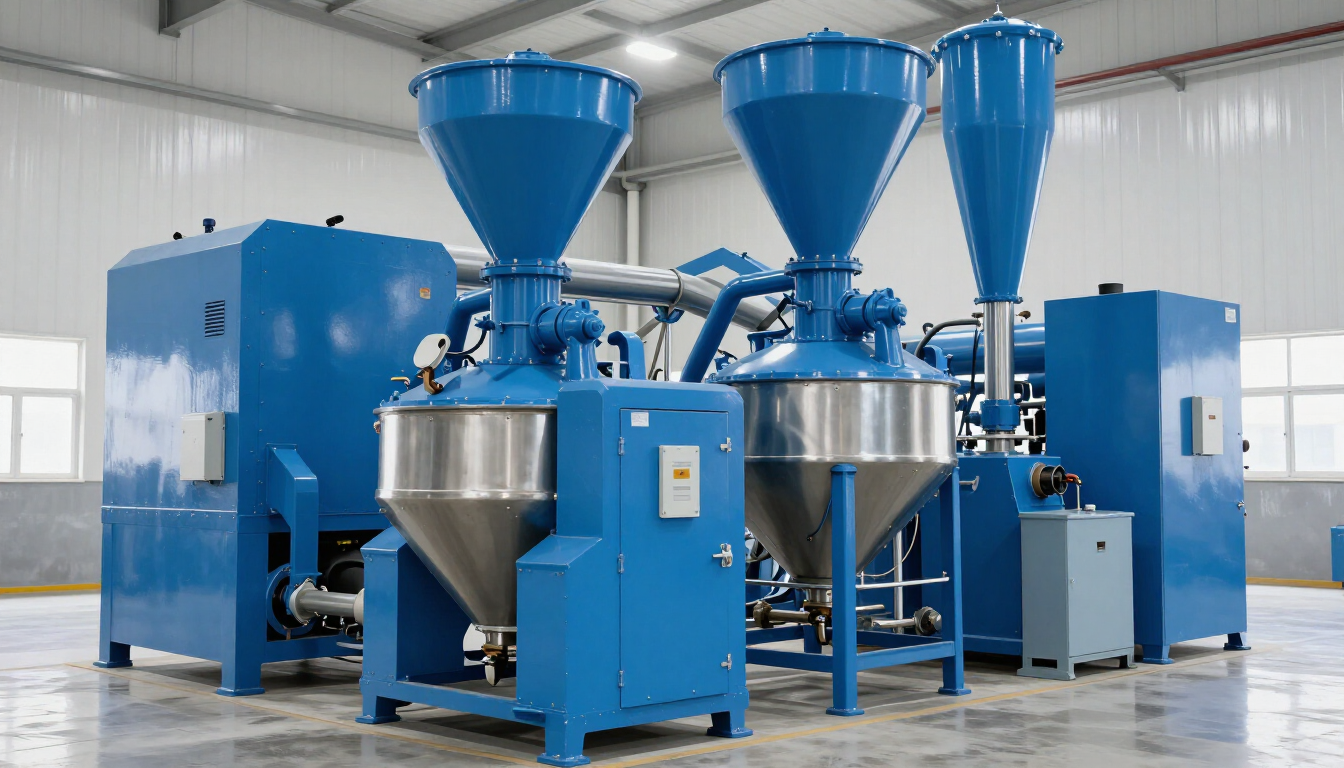 Maquinaria agroindustrial para alimento balanceado dentro de una planta técnica