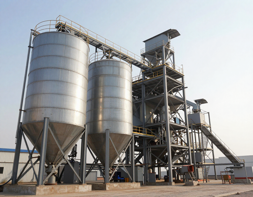 Silos metálicos y planta compacta de alimento balanceado SyPPASA