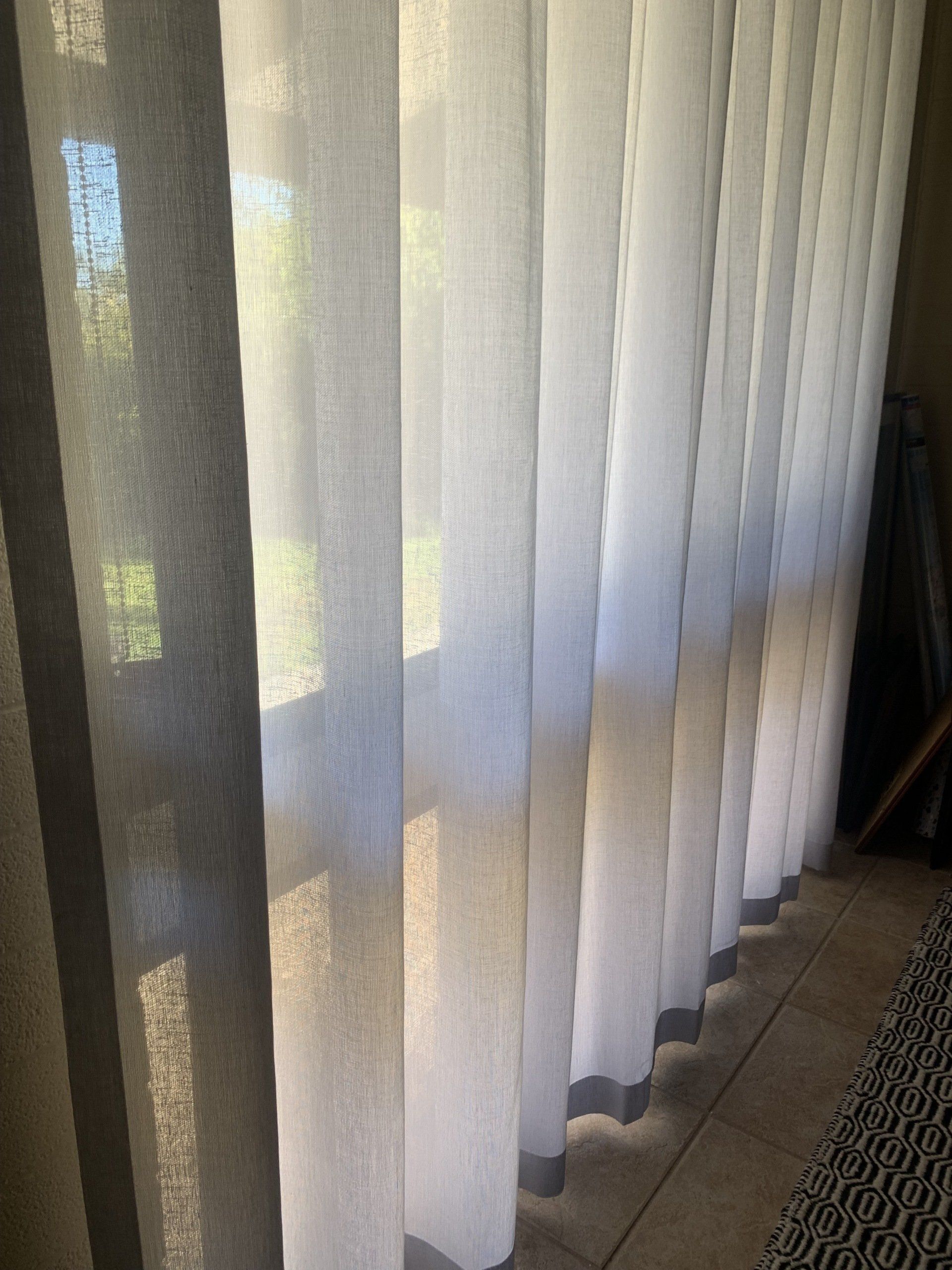 Vertical White Sheer Curtains with Sunlight — Alice Mobile Blinds in Ciccone, NT
