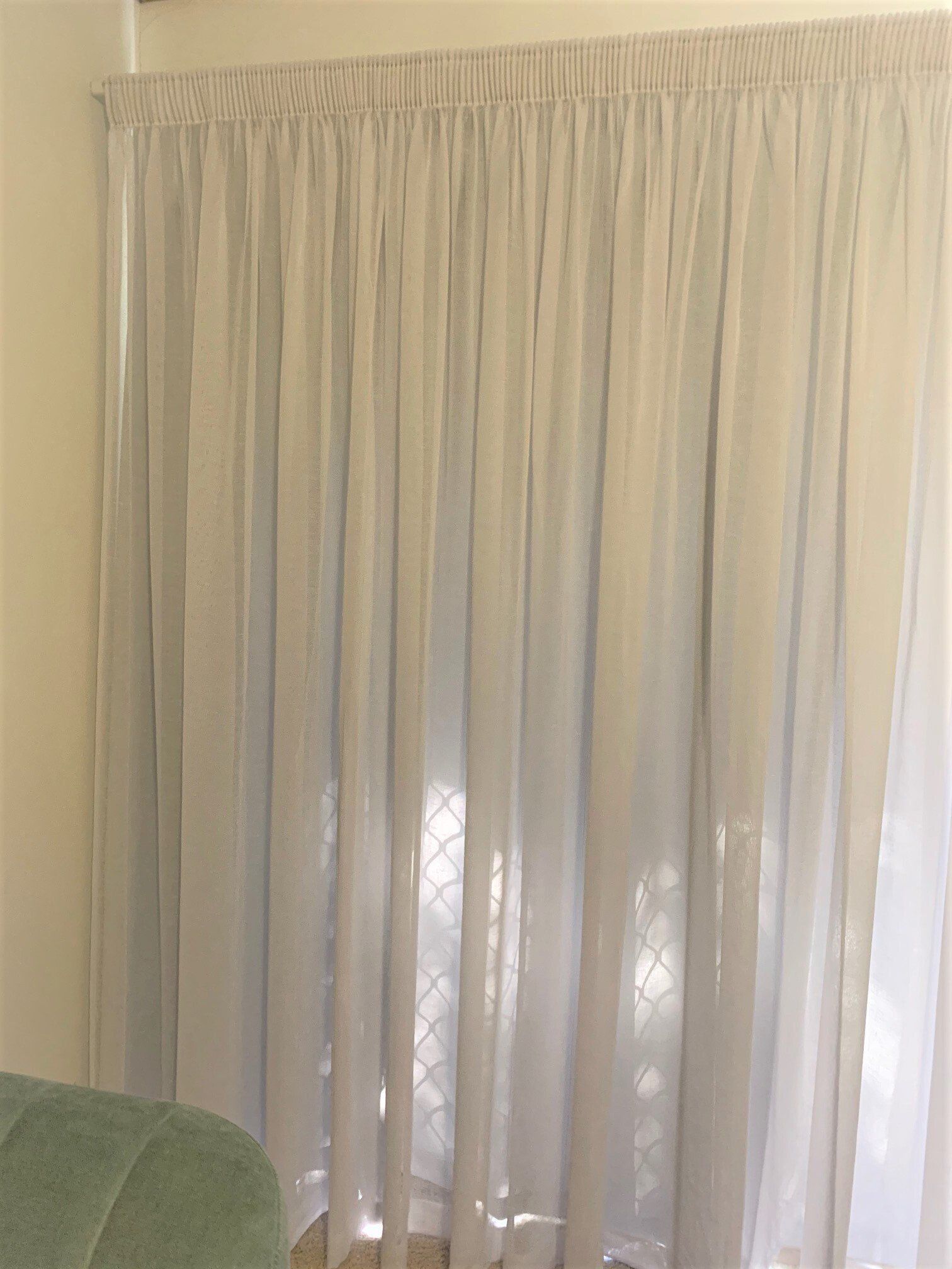 Sheer White Curtains Covering a Window — Alice Mobile Blinds in Ciccone, NT