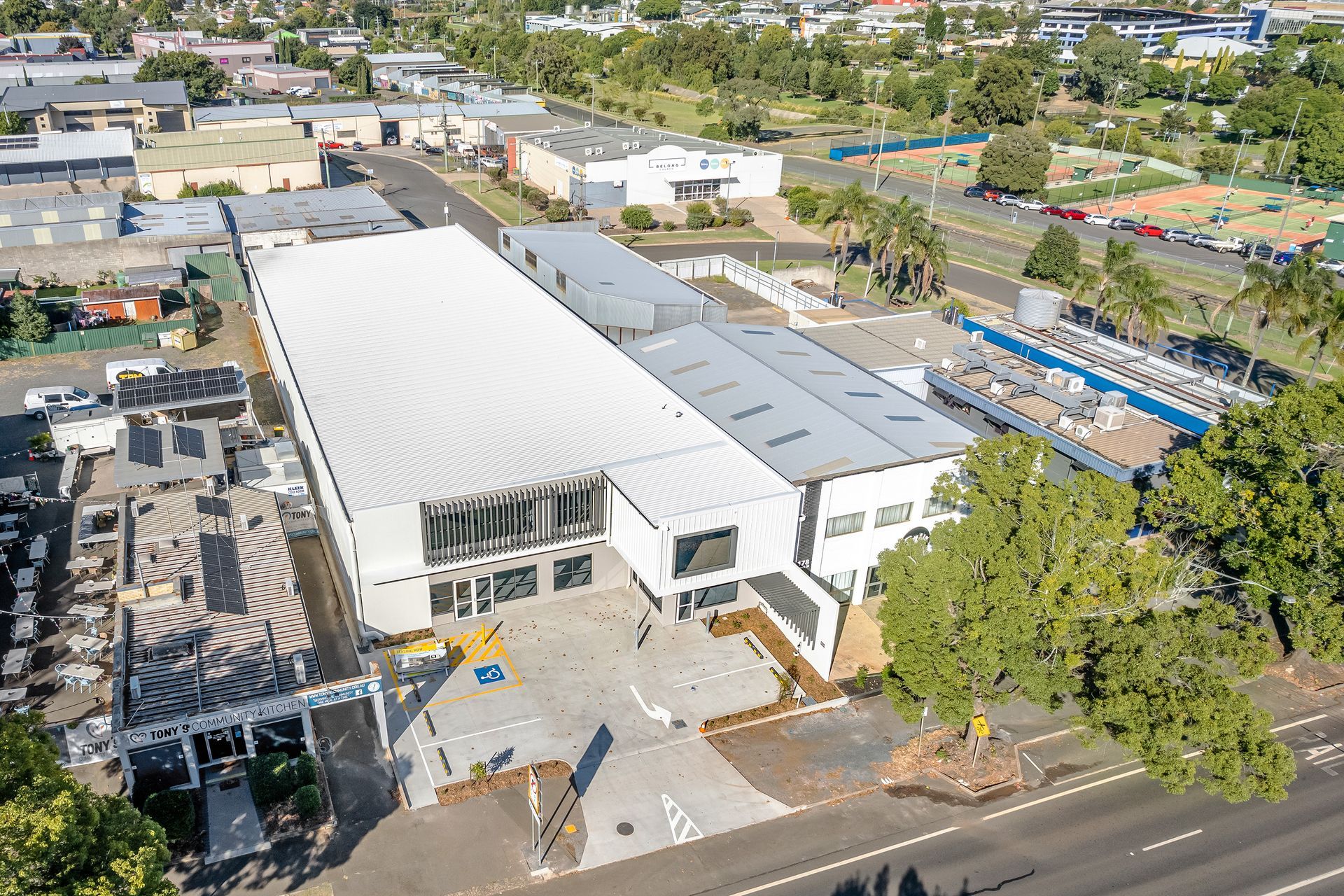 Aerial view of completed project