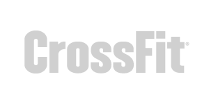 The crossfit logo is gray on a white background.