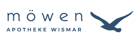 Ein Logo für die Mowen Apotheke Wismar mit einem Vogel darauf