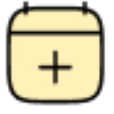 Calendar icon with plus sign.