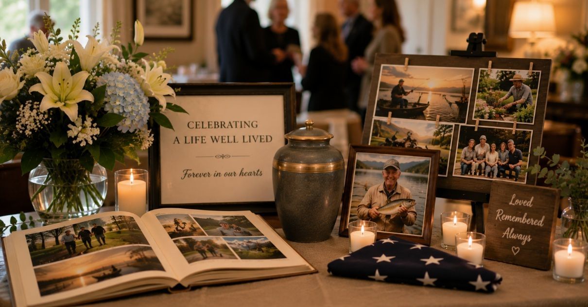 Memorial tribute display for cremation services in Canton Township, MI.