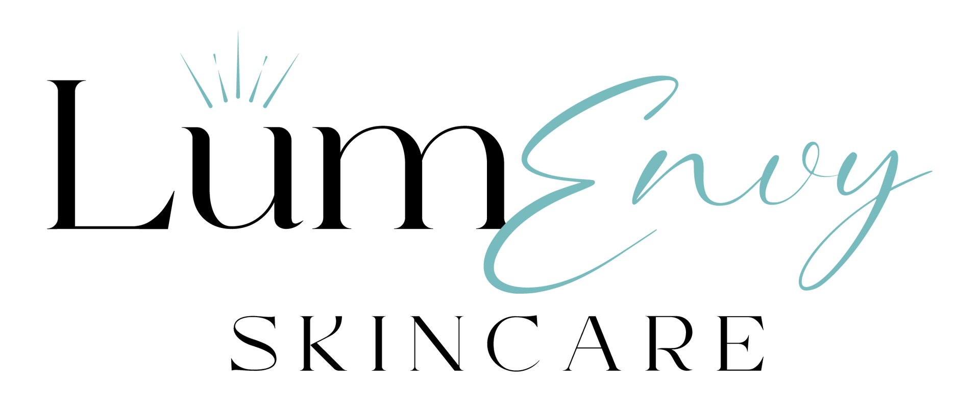 LumEnvy Skincare logo in black and teal on a white background