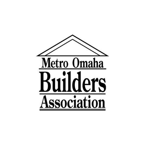 the logo for the metro omaha builders association is black and white .