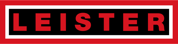 a red and black sign that says leister on it