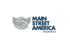 Main Street America Insurance logo with gray handshake icon and blue text on white background