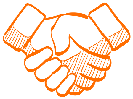A drawing of two hands shaking each other