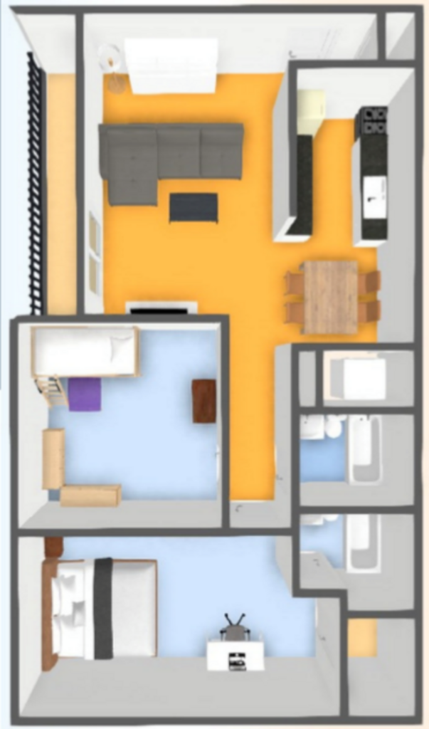 Floor Plan: 4 Bed · 2 Bath · 915 SQ. FT.