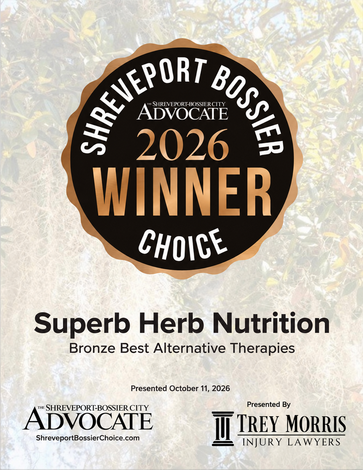 Shreveport-Bossier Advocate 2026 Winner badge for Superb Herb Nutrition, Bronze Best Alternative Therapies