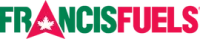 The logo for francisfuels is red green and white