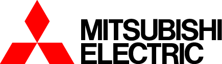 The logo for mitsubishi electric is red and black
