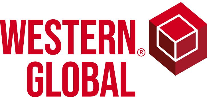 The western global logo has a red cube on it.