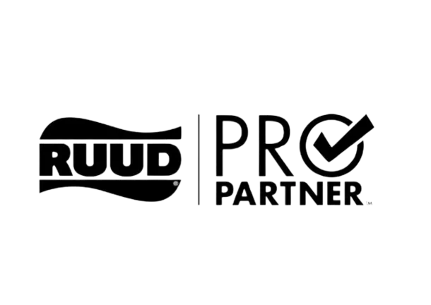 A black and white logo for a company called ruud pro partner.
