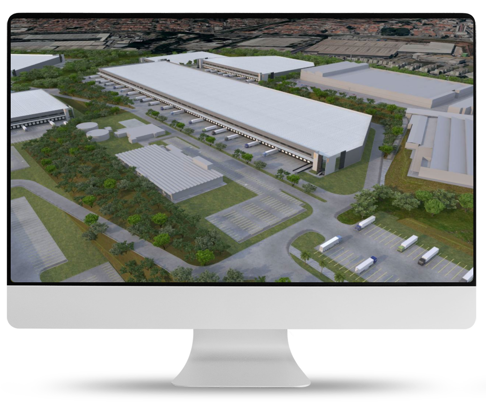 desktop com imagem de empreendimento logístico
