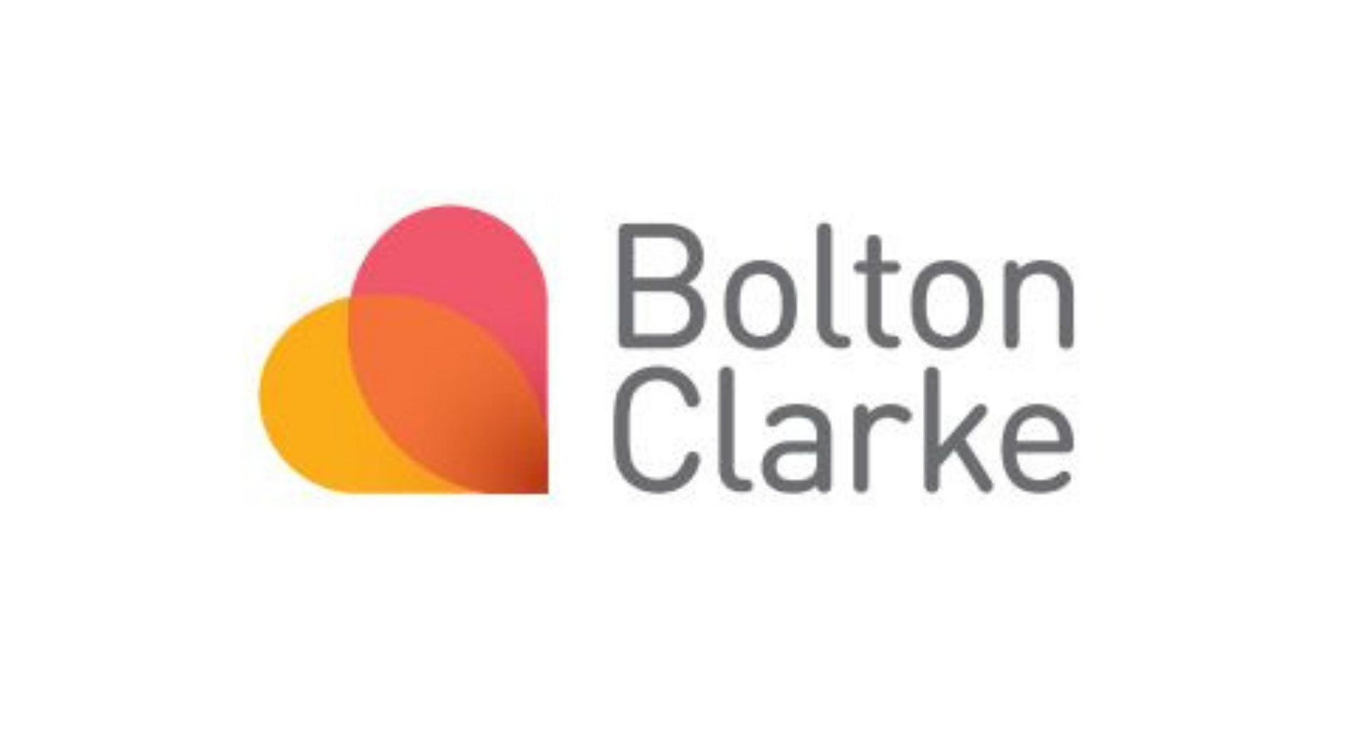 The Bolton Clarke logo, featuring a heart-shaped icon in overlapping orange and pink, with the text 