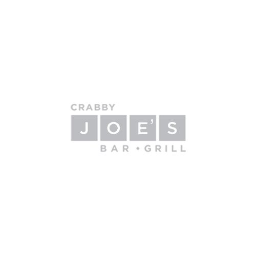 A logo for crabby joe 's bar and grill on a white background.
